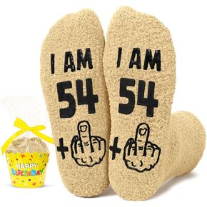 HAPPYPOP Birthday Gifts for Senior Women Men - Fuzzy Socks for Older Mom Dad, Cool Gifts for 55 Year Old Woman Man