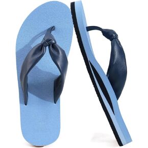 KuaiLu Womens Flip Flops With Arch Support Comfortable Yoga Mat Cushion Thong Leather Sandals for Ladies Fashion Slip On Summer Beach Walking Slides Indoor Outdoor Travel Orthotic Slippers