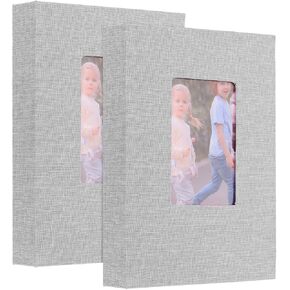 Uxcell 2PCS ألبوم صور صغير ، 5 × 7 بوصة من جيوب غلاف جيوب الصور ، ألبومات الصور المليئة مع نافذة العرض عقد 26 صفحة 52 صورة لعائلة الزفاف ، رمادي ، رمادي