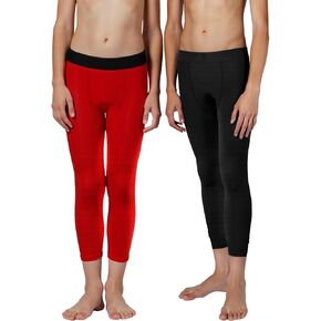 Blcculi 2 Pack 3/4 Youth Sports Leggings,Boys Compression Leggings,Quick Dry Base Layer Athletic Tights for Running,Football