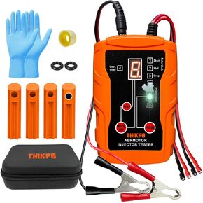 THIKPO Fuel Injector Tester and Cleaner Tool Kit, DIY Cleaning Tool Kit, 8 Pulse Modes for Injector Tester, 2 Fuel Injectors Simultaneously Test, 4 Size Cleaning Adapters, 12V/5V Output Power