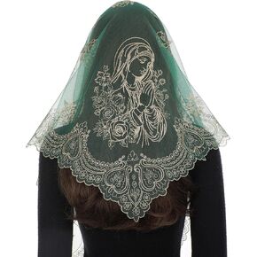 Bozidol Catholic Veil for Women Mass, Our Lady of Fatima Triangular Chapel Veils, Rose Floral Lace Church Head Covering