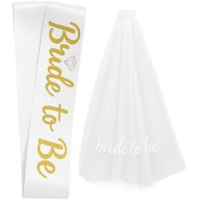 Elegant Bride to Be Sash and Veil Set – Perfect Bridal Shower Accessories for Brides, Bachelorette Veil and Sash – Stunning Bride Sashes for Bachelorette Party or Wedding Decor – Celebrate with Style