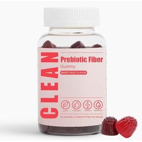 Clean Fiber Gummies for Men, Clean Prebiotic Fiber Gummy Supplement, Digestive Gut Health 60 Gummies