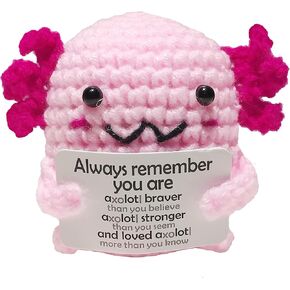 Mom Gifts from Daughters, Love Mom Gifts for Mothers Day Birthday,Positive Crochet Axolotl Plush Emotional Support Stuffed Animals, Christmas Stocking Stuffers Small Axolotl Toy Presents for Mama