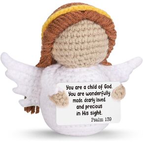 Christian Easter Gifts for Kid Women Men Faith, Bible Verse Jesus Scripture Angel Crochet with Inspirational Motivational Thoughts & Prayers, Birthday Christmas Mothers Day Catholic Religious Gifts