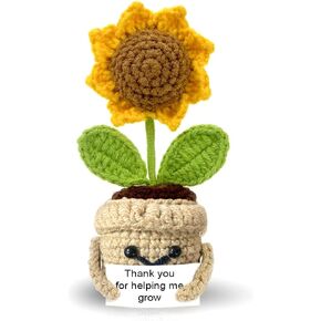 Mini Positive Sunflower Crochet, Mothers Day, Mom's Birthday Gift for Women, Appreciation Thank You Gift for Coworker, Friend, Teacher, Sister