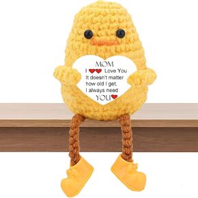 Funny for Mom, Cute Support Duck for Mother's Day Mom Birthday Valentine's Day from Daughter Son, Handmade Crochet Knitted Positive Long Legged Cute Duck Gifts