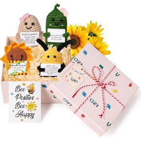 Funny Positive Potato Crochet Dolls,Crochet Dolls with Positive Cards Cute Small Gifts for He,Emotional Support Plush Dolls Home Decor - Positive Plants Crochet Kit