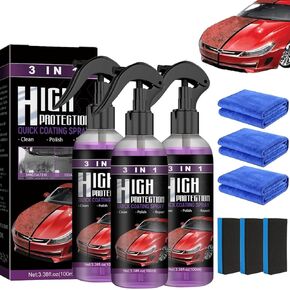 3Pcs Car Coating Spray, High Protection 3 in 1 Spray, 3 in 1 High Protection Quick Car Ceramic Coating Spray, 3-in-1 High Protection Car Spray, 3in1 High Protection Car Coating Spray