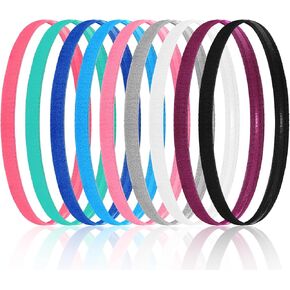 Elastic Headbands for Women, 9 Pcs Multicolor Thin Headbands Non-Slip Stretchy Sports Athletic Hair Bands for Women Men Running Jogging Yoga Workout Gym (9 Colors)