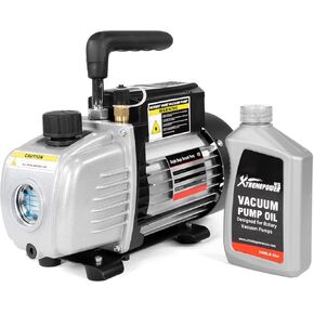XtremePowerus 1/4hp 3.5 CFM مرحلة واحدة دوارة Vane Air Pump مضخة HVAC الهواء AC A/C R410A R134 أنظمة (3.5CFM) مع زجاجة زيت الفراغ