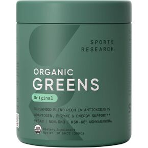 Sports Research® Organic Pineapple Coconut Greens - Digestive Health, Natural Energy & Mood Support* - Certified Organic Powder - 20 Servings