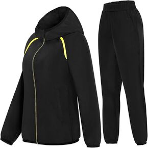 Women’s Rain Suit Waterproof Hiking Pants Windproof Rain Jacket Raincoat with Hook Pocket