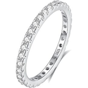 خاتم زفاف مويسانيت ، 2 مم wdith الخاتم الكامل للنساء للنساء ، D Color VVS1 Moissanite محاكاة حلقات الماس 925 الفضة الاسترليني ، الذكرى السنوية والعرائس