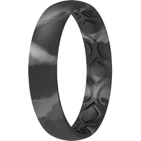 ThunderFit Silicone Wedding Bands for Women, Breathable Air Grooves Anniversary Rings 4mm Width - 1.5mm Thick - 1/4 Variety Multipack