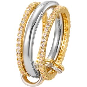 حلقات الذهب القابلة للتكديس للنساء ، حلقات مكدس Zirconia المغطاة بالذهبية 18K CZ CZ CZ COS ، مجموعة حلقات مفصل لذيذ ، حلقات ذهبية للسيدات قابلة للتكديس للارتداء اليومي