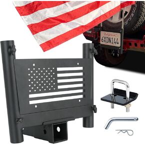 Sunpie Hitch Flag Pole حامل 2 بوصة مستقبلات لعلم الشاحنة المتوافقة مع F150 Jeep Wrangler JK JL