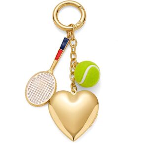 Woworama Tennis keychain bag Charm Tennis Tennis Ball Keyrings Gold Heart Locket محفظة سحر Sports Novelty Charm Chains for Sports Fan