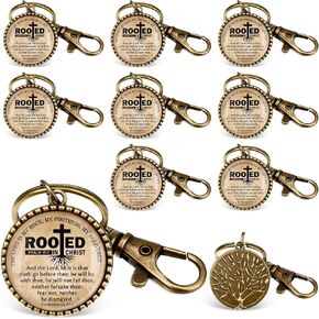 Father's Day Gift Keychain Bulk Christian Bible Verse Keychain Rooted Tree Religious Gift for Dad Church