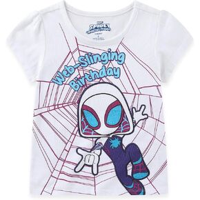 Marvel Spidey & His Amazing Friends Ghost Spider Birthday Girls Short Sleeve T-Shirt for Toddler and Big Kids