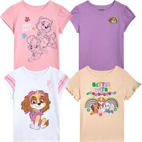 Nickelodeon Paw Patrol Skye Everest Liberty Girls Shirts - 4 Pack Short Sleeve Girls T Shirts for Toddlers & Little Girls