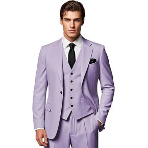 Men's Slim Fit Suits 3 Piece Wedding Business Prom Party Suit One Button Blazer Vest and Pants Tuxedo Set