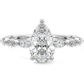 2.3 Carat (ctw) Pear Cut Moissanite Engagement Rings for Women Sterling Silver D Color Moissanite Pear Shaped Promise Ring Size 4-12