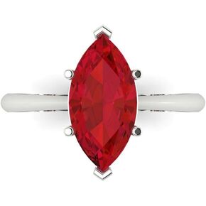 Clara Pucci 2.50 ct Marquise Cut Solitaire VVS1 Red Ruby Wedding Bridal Designer Anniversary Engagement Ring 14k White Gold for Women
