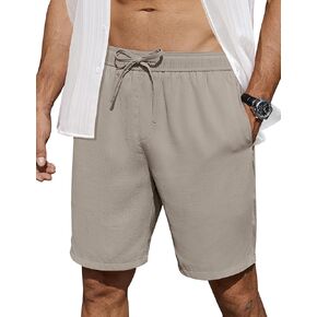 COOFANDY Men's Casual Shorts 7 inch Elastic Waist Drawstring Lightweight Summer Beach Shorts with Pockets