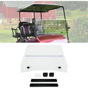HECASA Clear Windshield Compatible with 2014-Up EZGO TXT Golf Cart Fold Down Impact Resistant Windscreen Durable