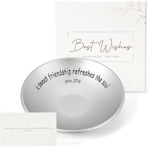 Best Friend Birthday Gifts for Women - Friendship Luxury Ring Dish Jewelry Tray, Inspirational Christian Gifts for Women Faith, A Sweet Friendship Refreshes the Soul, Proverbs 27:9, 4 Inch