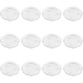 Juvale Pillar Candle Holder Plates - 12-Pack 4-inch Basic Round Glass Pillar Candle Holders Wedding, Spa, Home, Party Decoration, Clear, 4 inches in Diameter