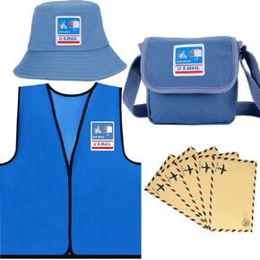 Kids Premium Mailman Costume Kit Cap+Postman Bag+Vest+Envelope (4 in 1)