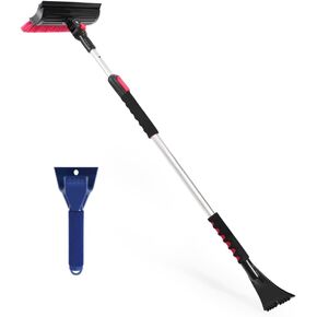 POWERJET 39"- 61" 3-1 Pivot Long Snow Brush with Ice Scrapper (C80000), Window Squeegee, Snow Broom Head, Pin Lock Telescopic with Soft EVA Grip, Ice Scraper Combo, Cars, SUVs