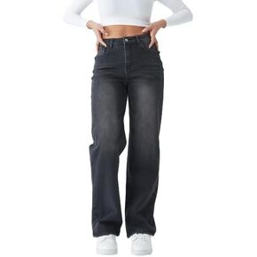 Straight Leg Jeans for Women,High Waisted Wide Leg Loose Stretchy Boyfriend Denim Pants Baggy Jeans for Women