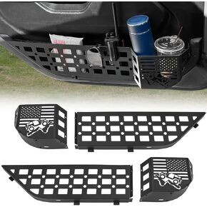 Metal Front Door Pocket Storage Box Fits for Wrangler JL JLU 4XE & Gladiator JT 2018-2025, Side Door Storage Organizer with Molle Panels, Wrangler Gladiator Accessories 2PCS-Black