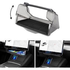 Under Screen Storage Organizer for 2016-2025 Tesla Model Y/Model 3 Accessories, Hidden Center Console Storage Box Tray with Anti-Slip Silicone Pad for Model 3 Model Y Interior Accessories