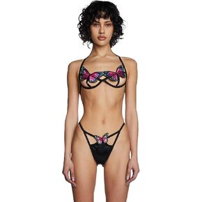 Dolls Kill Nature's Secret Lingerie Set – Embroidered Butterfly Bra & Cut-Out Panties