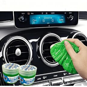 Car Cleaning Gel,2 Pack Green Car Cleaning Putty,Reusable Car Interior Air Vent Dust Cleaner Slime Putty for Printers, Camera, Calculator, Keyboard