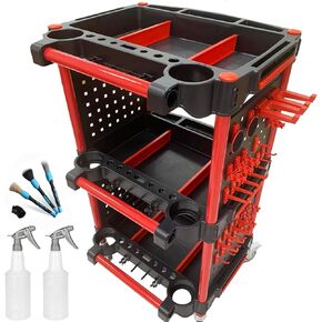 CAR CARNENT CART - CART AUTO تفاصيل الأدوات مع 4 أدوات شنق لوحة ، 360 درجة قابلة للقفل العجلات العالمية ، 3 TIER CAR WASH CART للتفاصيل المهنية (4 أداة شنقا) in Kuwait