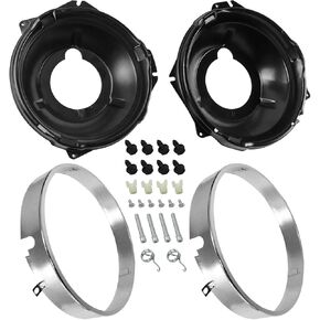 Telfair Heading Leading Ring & Mounting Ducket Kit Fits 1967-1970 Camaro ، 1968-1972 Nova ، 1970 Monte Carlo -28pcs مجموعة أجهزة تجميع المصابيح الأمامية الكاملة