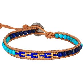 KELITCH Turquoise Seed Bead Bracelets Handmade Leather Bracelets Single Wrap Bracelet For Women