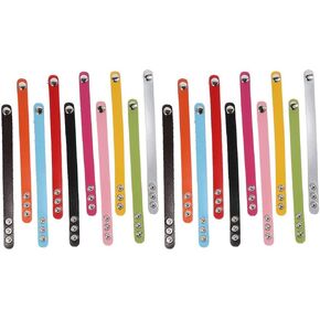 20Pcs Faux Leather Bracelets, Plain Leather Snap Bracelets Blank, Colorful Adjustable Pu Leather Wristband Set