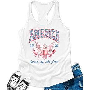 النساء في الرابع من يوليو قميص أمريكا الأرض من TUCH الحرة TOPS USA TEES الوطني 1776 EAGLE الوطنية بلا أكمام