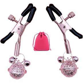 مقاطع حلمة قابلة للتعديل مع أجراس Jingle Non -Percing Nipple Clamps Bells Faux Piux Nipple Nipple Jewelry (Rose Gold)