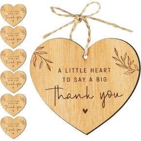 6pcs Small Thank You Gifts for Women Heart Thank You Ornament Bulk Appreciation Gifts for Nurse Teacher Friend Coworkers Employees Bachelorette Party Bridal Shower Wedding