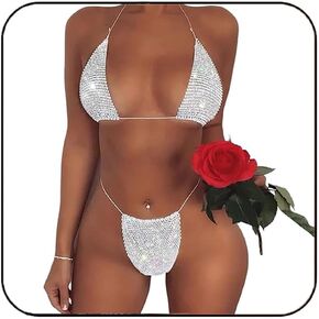 Earent Mesh Rhinestone Body Chain Set Beach Chest Belly Chains Crystal Bikini Nightclub Party Bra Breast Chains Rave Body jewelry for Women