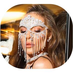 أقنعة الحجارة الحجرية الحجرية في سلسلة الجبهة السلاسل Crystal Crystal Eye Face Cains Mask Dance Assume Sexy Face Jewelry for Women
