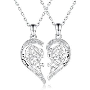 Mother Daughter Necklace Set for 2 Sterling Silver Sun and Moon Matching Pendant Necklace Jewelry Gifts Mother's Day Birthday